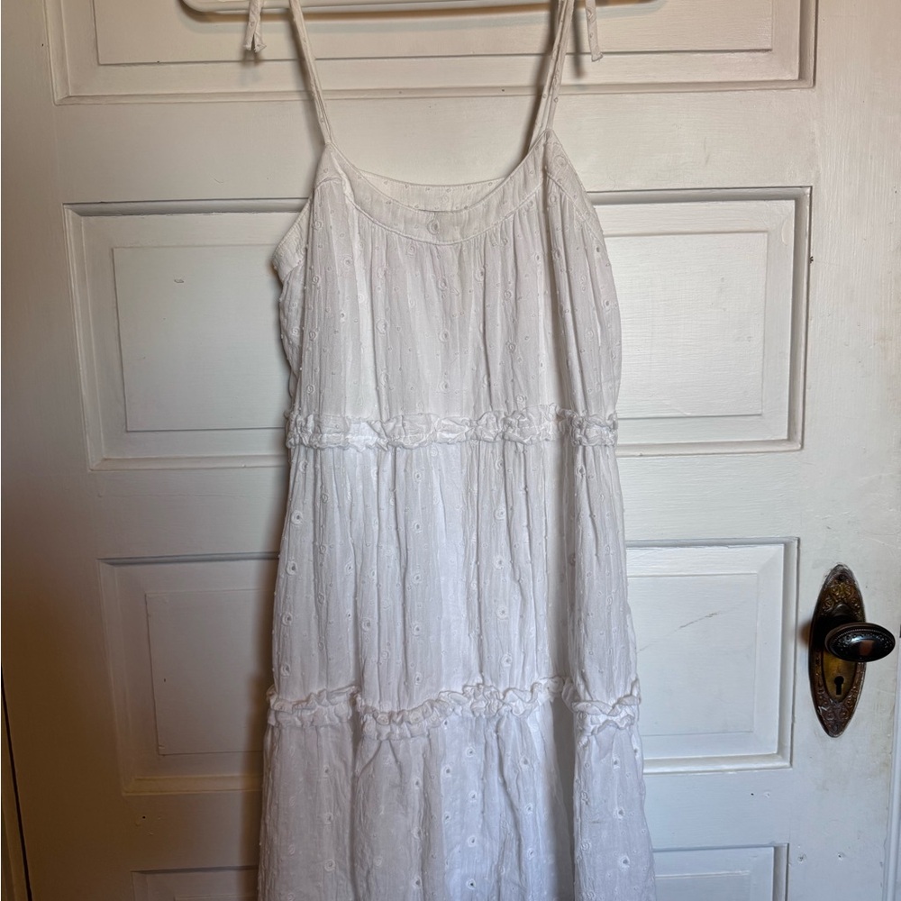 LOFT Ivory Floral Textured Dress